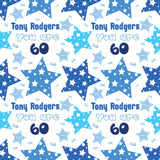 Happy Birthday Blue Stars Personalised Wrapping Paper- Add A Name and Age