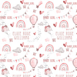 New Baby Girl Pink Personalised Wrapping Paper - Pink (Recyclable)