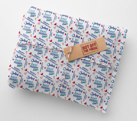 Best Husband Ever Blue Valentines Personalised Wrapping Paper