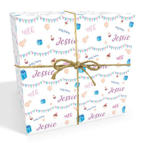 40th Birthday Bunting Personalised Wrapping Paper