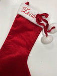 Hanging Christmas Plush Stocking Personalised with Embroidered Name