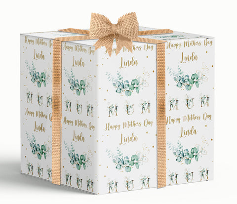 Eucalyptus Wreath Personalised Mother's Day Wrapping Paper