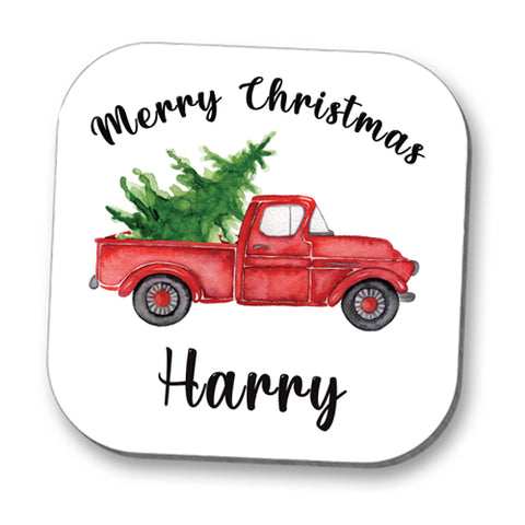 Truck Christmas Personalised Coaster