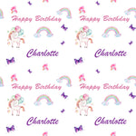 Unicorns Rainbows & Balloons Personalised Birthday Wrapping Paper
