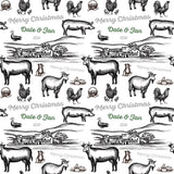 Black and White Old-Fashioned Farm Animals Personalised Christmas Wrapping Paper