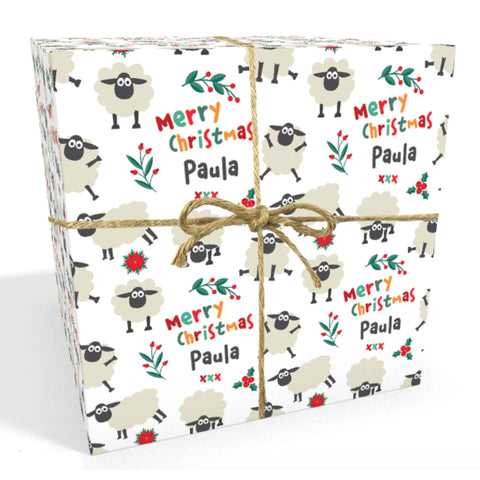 Sheep Personalised Christmas Wrapping Paper