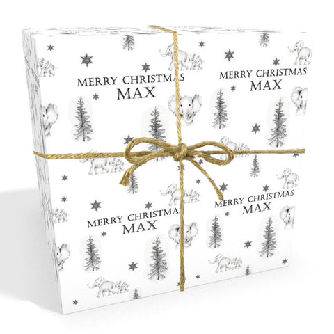 Elephants Personalised Christmas Wrapping Paper