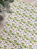 a repeating pattern of green dinosaurs on a white background, with the text "Happy Ben" written on them.