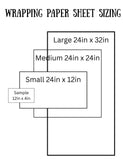 The image is a simple black and white diagram that provides size information for different paper sheet sizes, ranging from large to small.
