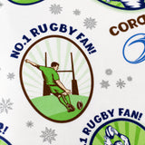 a rugby player kicking a ball, with the text "No.1 Rugby Fan!" and "Rugby Fan!" displayed prominently.