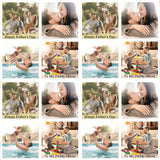 The image is a collage of 12 photos depicting various moments and activities related to Father's Day, including family gatherings, swimming, and other festive occasions.