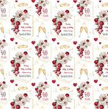 Floral Ruby 40 Year Wedding Anniversary Personalised Wrapping Paper
