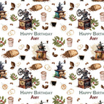 Vintage Coffee Personalised Birthday Wrapping Paper - Large Sheet