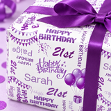 Birthday Personalised Wrapping Paper- Add A Name and Age - Available in different colours