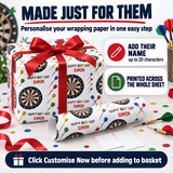 Personalised Christmas Wrapping Paper Darts Bullseye 110gsm Sheet