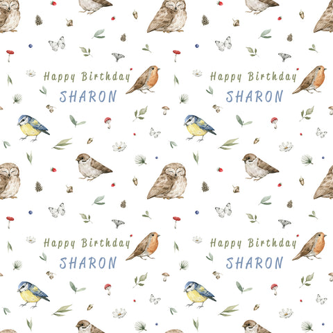 Birds Personalised Birthday Wrapping Paper - Large Sheet