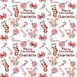Candy Cane Personalised Christmas Wrapping Paper - Large Sheet