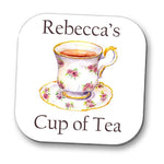 Personalised Cup of Tea Drinks Coaster - Glossy Finish