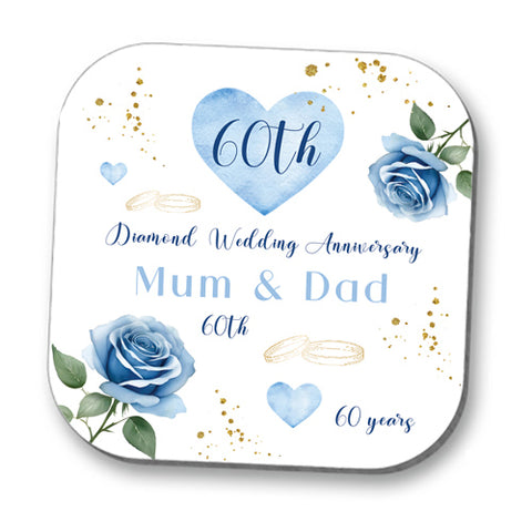Diamond 60th 60years Wedding Anniversary Coaster