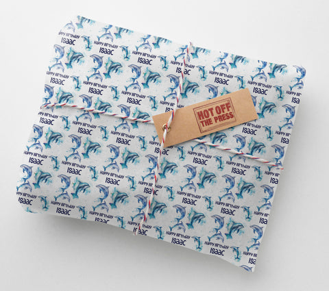 Dolphins Personalised Birthday Wrapping Paper - Large Sheet