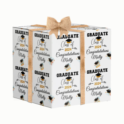 Graduation Personalised Birthday Wrapping Paper Grad Gift Wrap, Uni College University Leavers, Congratulations, Well Done, Son Daughter Grandson Student