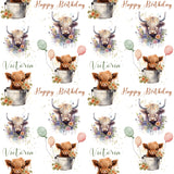 Highland Cow Personalised Birthday Wrapping Paper