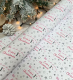 Baby's 1st Christmas Pink Stars Personalised Wrapping Paper