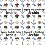 Pirates Skull Crossbones Birthday Personalised Wrapping Paper
