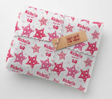Happy Birthday Pink Stars Personalised Wrapping Paper- Add A Name and Age