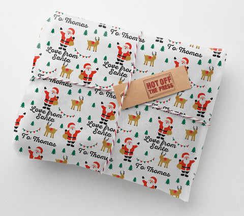 Love From Santa Christmas Personalised Wrapping Paper - Large Sheet