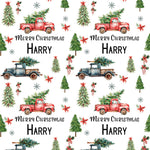 Christmas Van Truck Personalised Wrapping Paper - Large Sheet