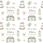 Wedding Day Mr and Mrs/Mr and Mr/Mrs and Mrs Personalised Wrapping Paper
