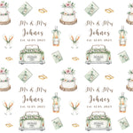 Wedding Day Mr and Mrs/Mr and Mr/Mrs and Mrs Personalised Wrapping Paper