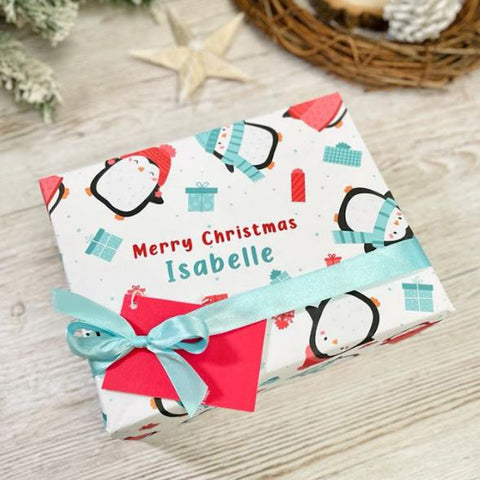 Penguins Personalised Christmas Wrapping Paper