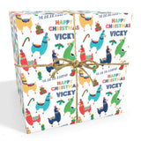 personalised llama wrapping paper, Christmas Wrap Multiple Sizes 90gsm.