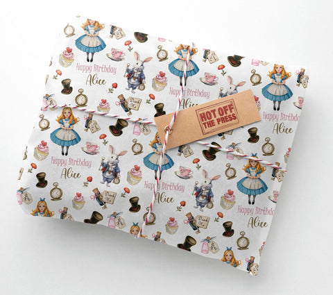Alice Birthday Personalised Wrapping Paper