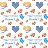 Latte Coffee Hearts Personalised Birthday Wrapping Paper