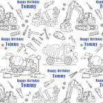 Colour Your Own Personalised Wrapping Paper Diggers Colouring