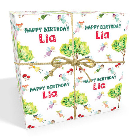 Fairy Fairies Personalised Birthday Wrapping Paper