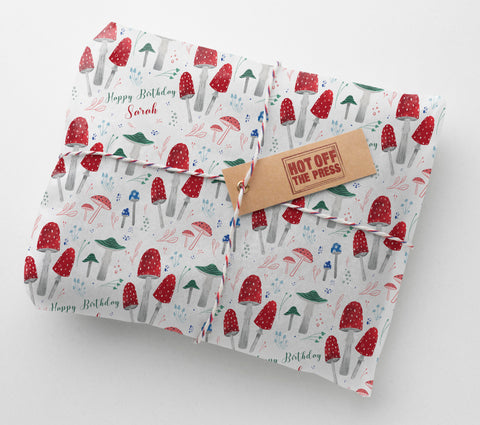 Toadstool Personalised Birthday Wrapping Paper