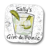 Personalised Gin and Tonic Drinks Coaster - High Gloss Finish 10cm x 10cm