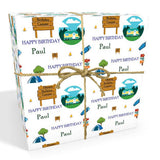 Camping and Caravaning Personalised Birthday Gift Wrap