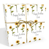 Personalised Sunflowers Birthday Wrapping Paper (Recyclable)