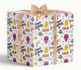 Birthday Name and Age Personalised Wrapping Paper (Recyclable) - Yellow and Pink