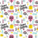 Birthday Name and Age Personalised Wrapping Paper (Recyclable) - Yellow and Pink