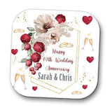 Custom Coaster | Ruby Anniversary Keepsake | Glossy Hardboard, 10Cm Square, Rounded Corners