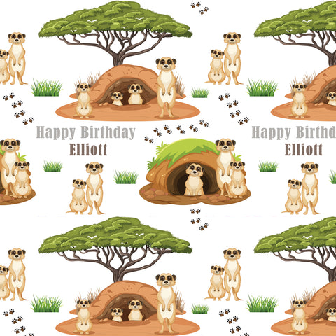 Meerkats Personalised Birthday Gift Wrapping Paper