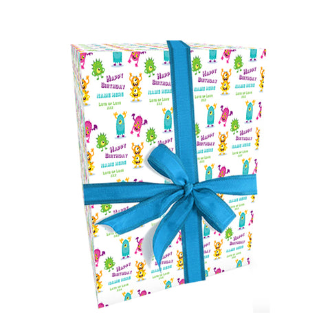 Monsters Personalised Birthday Wrapping Paper - Large Sheet