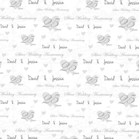25 Years Silver Wedding Anniversary Personalised Wrapping Paper