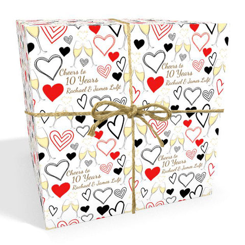 10 Year Wedding Anniversary Personalised Wrapping Paper